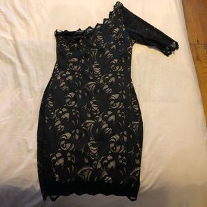 Black lace overlay party dress